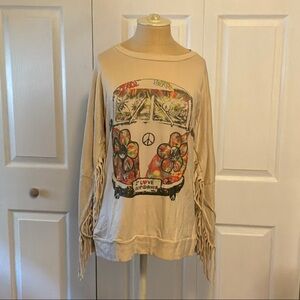 Lauren Moshi Cream Fringe Sweatshirt